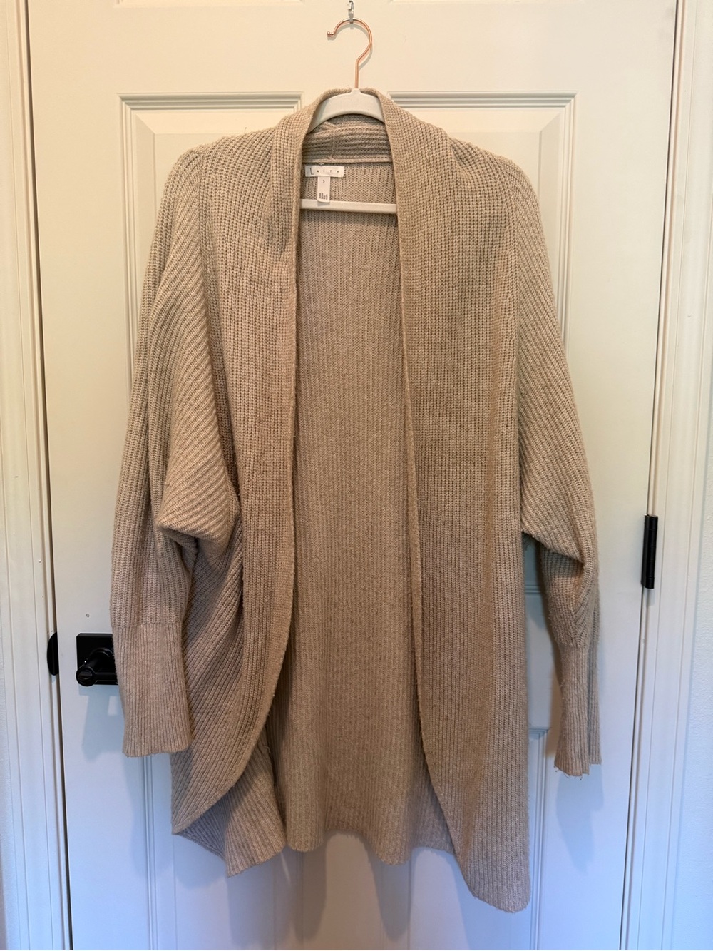 Leith Neutral Beige Open-Front Knit Cardigan - Picture 1 of 4